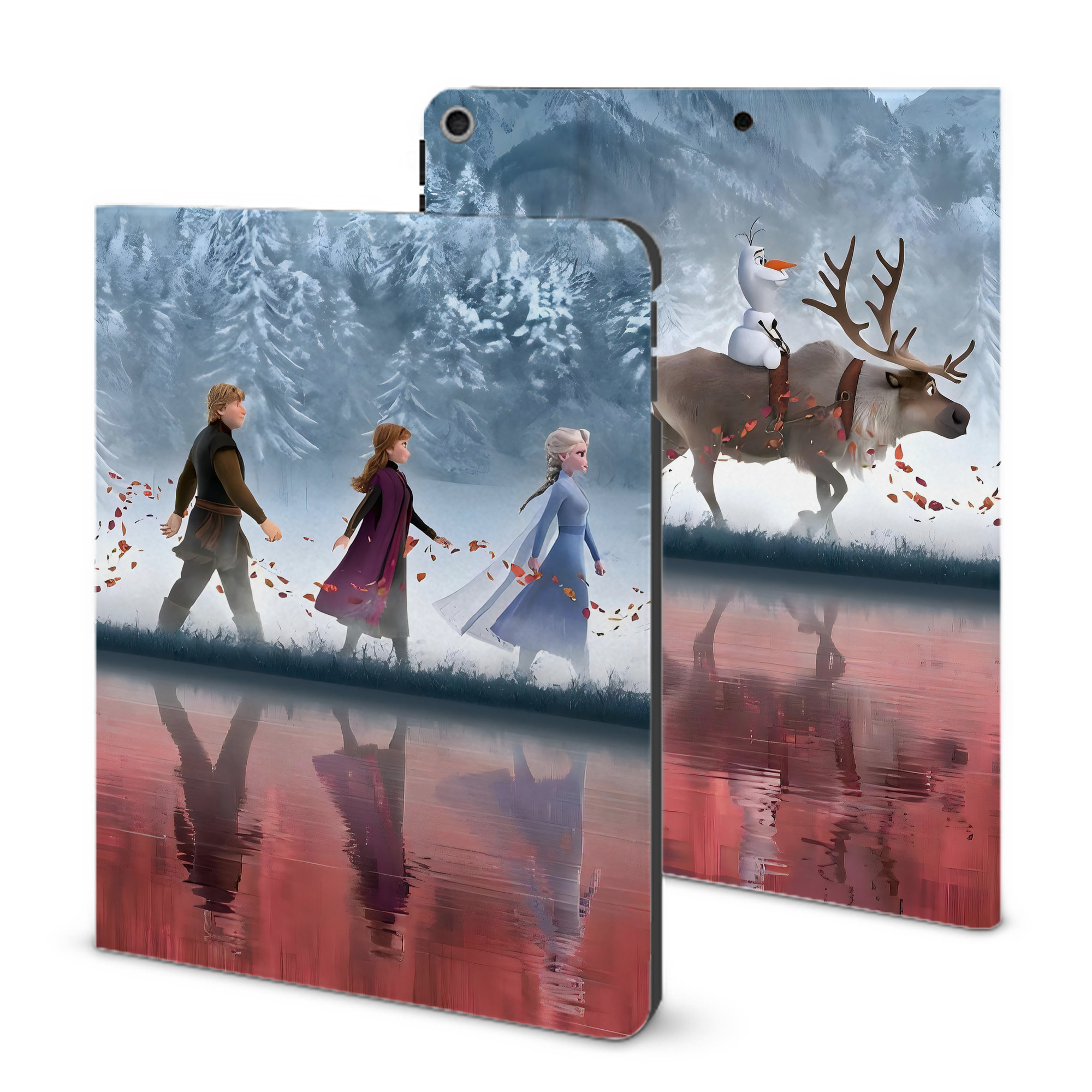 （画像用） アナと雪の女王 アンナ エルサ Frozen Anna Elsa IPad ケース ブック型 PUレザー TPU 耐衝撃 軽量 薄型 ペン収納なし 全面保護 IPad 各モデル対応
